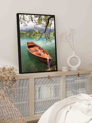 1 quadro barco lagoa veleiro natureza paisagem moldura
