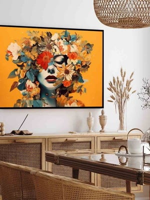 1 quadro mulher flores moderna salão de beleza