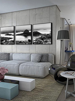 3 quadros decorativos cidade com moldura grande sala