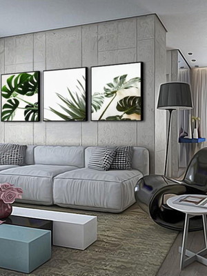 3 quadros decorativos com moldura grande para sala folhas