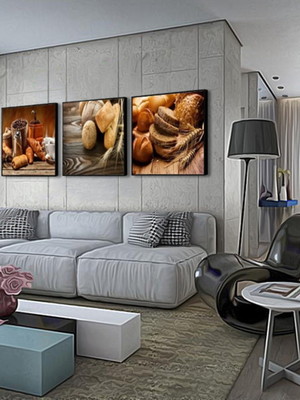 3 quadros decorativos com moldura grande sala color padaria
