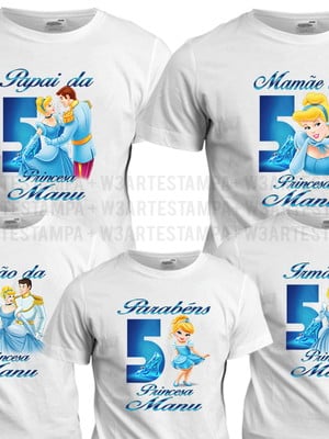5 camisetas cinderela festa aniversário cinderela princesas