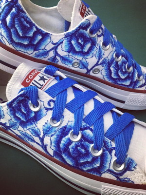 All star customizado rosas azul