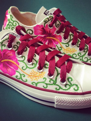 All star pintado a mão hibisco