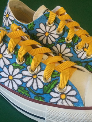 All star pintado a mão margaridas