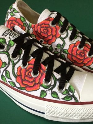 All star pintado a mão rosas