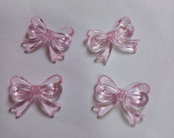 Lacinho Rosa de Acrilico Furo Passante Pct 30 Unidades