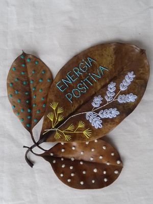 Arte sobre a arte de deus folha natural bordada a mão