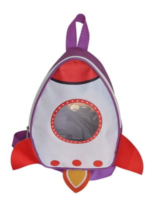 Brinde mochila infantil foguete rosa personalizada - meninas