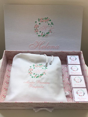 Caixa recordações do bebê grande floral