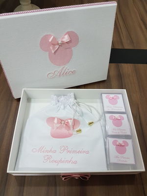 Caixa recordações do bebê grande minnie