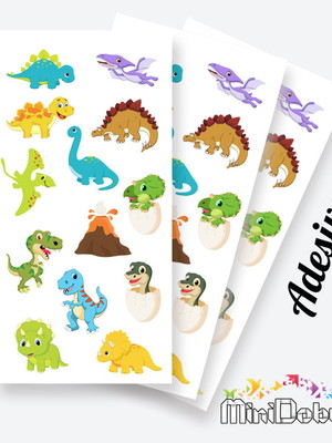 Cartela de adesivos dinossauros