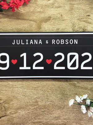 Casamento placa de carro personalizada