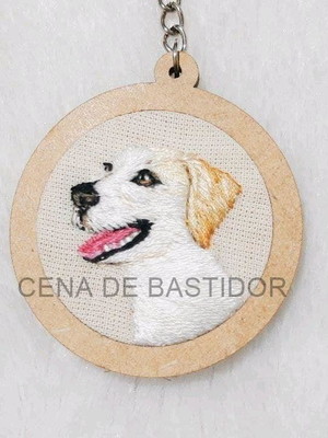 Retrato bordado pet - chaveiro bordado