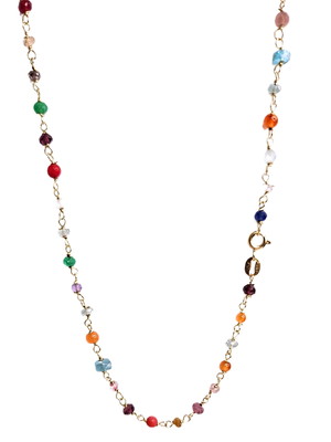 Colar mix pedras natural ouro amarelo 45cm