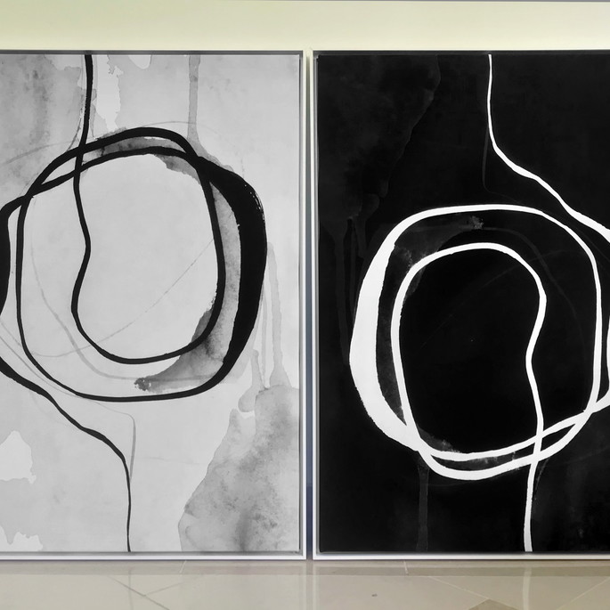 Imagem 2 - CONJ QUADROS ABSTRATOS MODERNO MINIMALISTA FLOW ART- 40X60CM