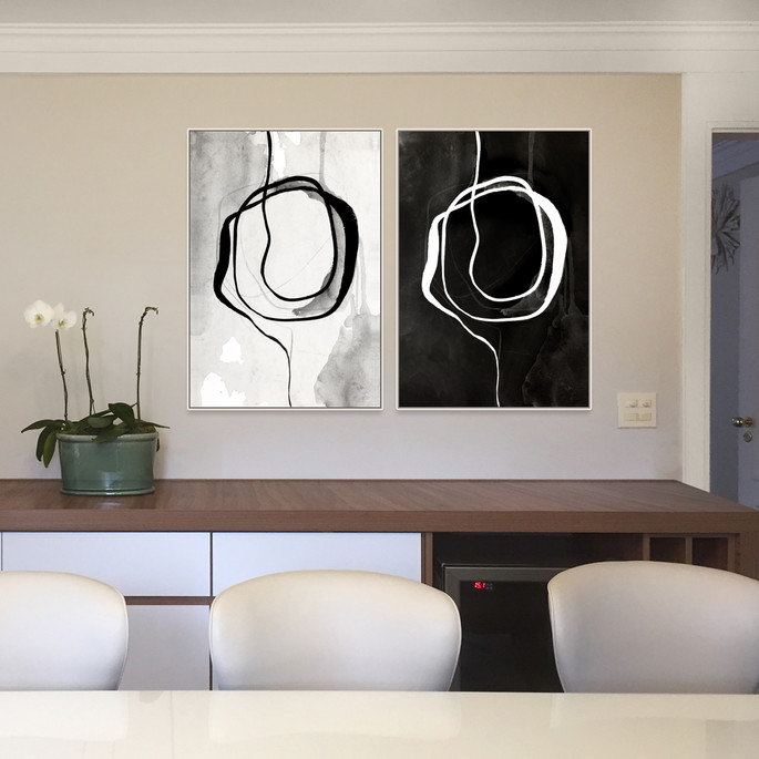 Imagem 1 - CONJ QUADROS ABSTRATOS MODERNO MINIMALISTA FLOW ART- 40X60CM