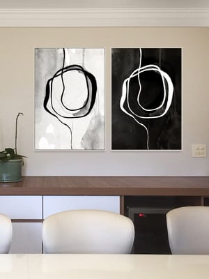 Conj quadros abstratos moderno minimalista flow art- 40x60cm