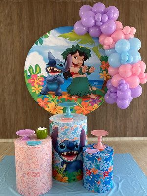 Decoração kit pegue e monte - tema lilo & stitch com balão