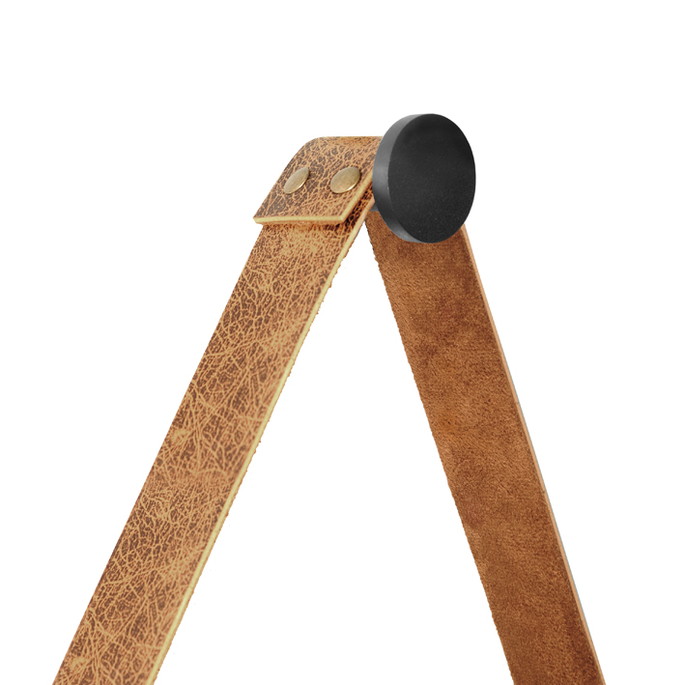 Imagem 2 - Espelho Decorativo Adnet Preto Alça Corino Rajada 60cm
