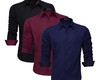 Imagem 1 - Kit 3 Camisas Social Masculina Manga Longa Lisa Slim Blusa