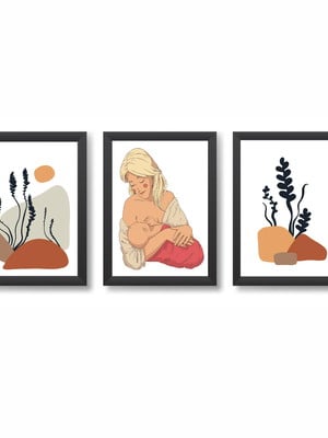 Kit 3 quadros decorativos amamentação pediatria 20x30cm