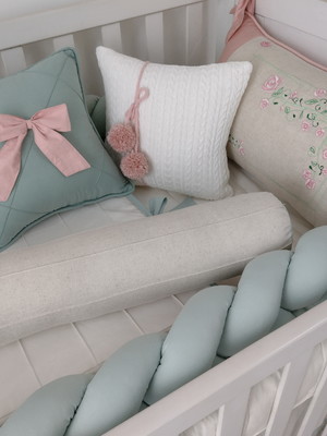 Kit berço linho rosé e verde