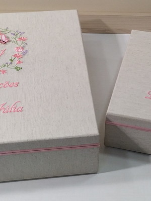 Kit caixa de recordações do bebê + caixa para laços