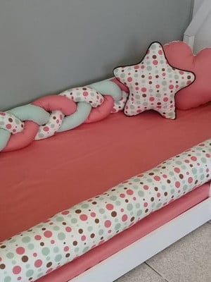 Kit mini cama montessoriano rosé e verde - 5261ba - completo