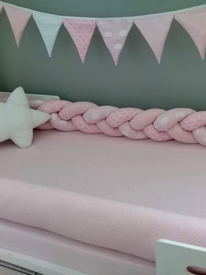 Kit cama montessoriano rosa nuvem - 5261p - completo