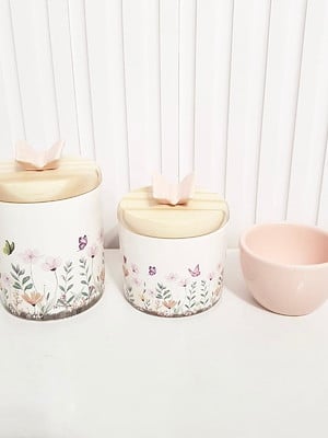 Kit higiene 3 peças jardim encantado rosé borboleta pinus