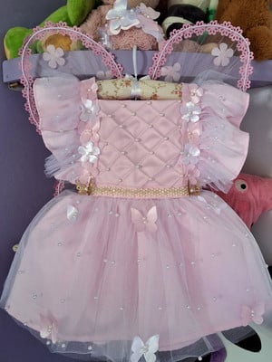 Kit romper jardim encantado rosa + sapatinho