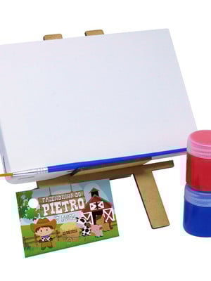 Lembrancinha kit pintura cavalete com tela - vários temas