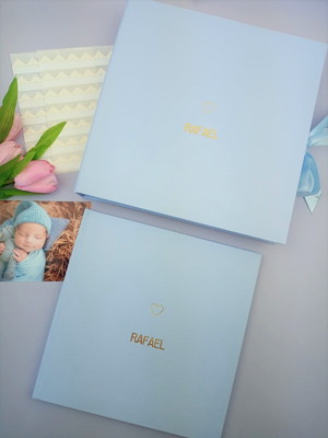 Livro do bebê e caixa hot stamping