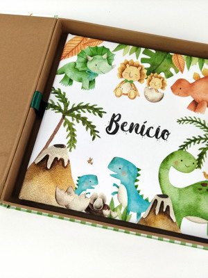 Livro do bebê e caixa dinossauro baby