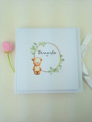 Livro do bebê e caixa ursinho