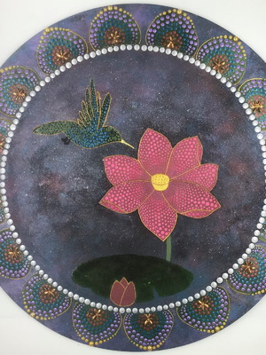 Mandala lótus beija flor 35 cm