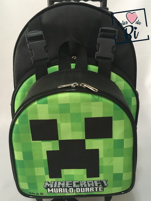 Mochila e lancheira escolar minecraft