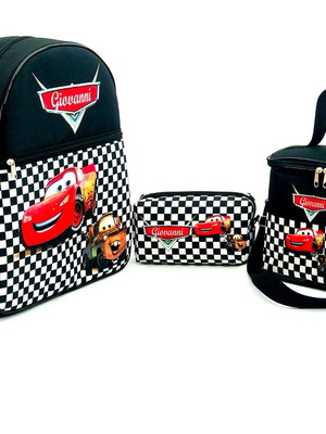 Mochila e lancheira térmica personalizada carros