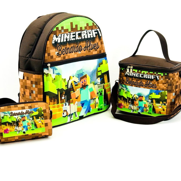 Imagem 1 - Mochila e Lancheira Térmica personalizada Minecraft