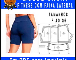 Molde de Short Fitness com Faixa Lateral Feminino