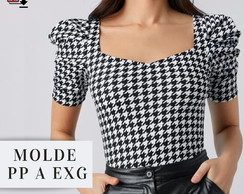 MOLDE (EM PDF) BLUSA COM MANGA BUFANTE CURTA PP AO EXG