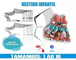 Molde Vestido Infantil Modelagem 2 ao 16 Por Email