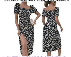 Molde Vestido Midi com Fenda Decote Quadrado