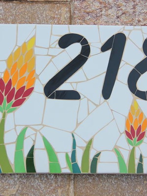Número em mosaico - florido