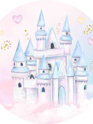 Painel redondo de festa em tecido - castelo princesa 1,5m