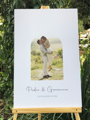 Placa assinatura casamento foto dos noivos personalizada