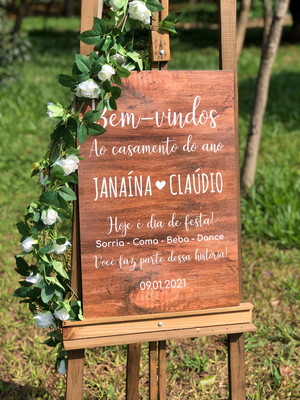 Placa entrada casamento para convidados personalizada