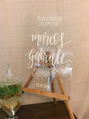 Placa de acrílico recepção casamento