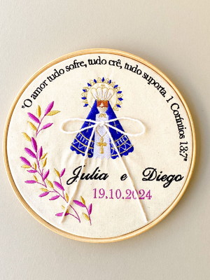 Porta aliança bordado nossa senhora aparecida